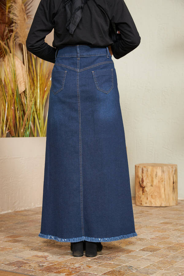 2252-Denim Etek Lacivert