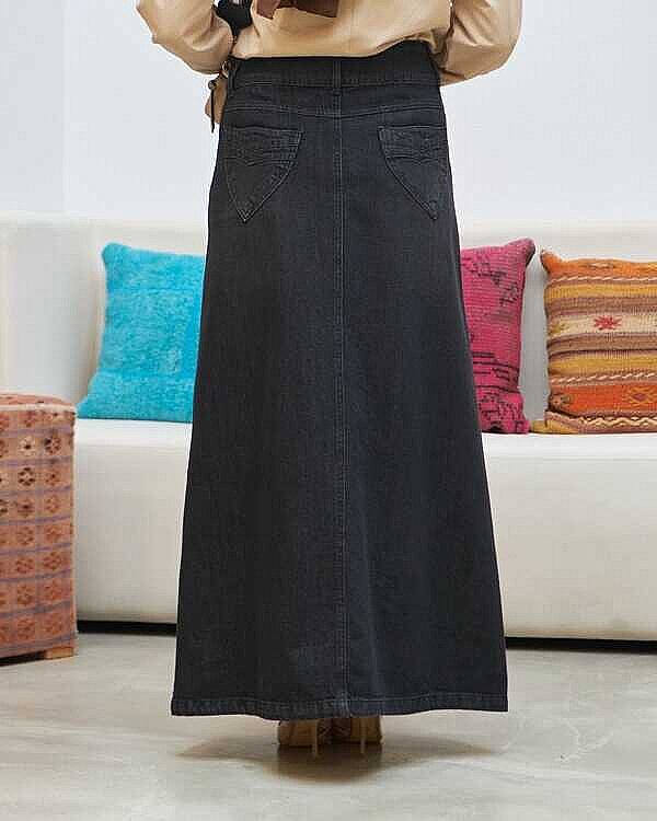 2267-Denim  Etek Siyah - 4