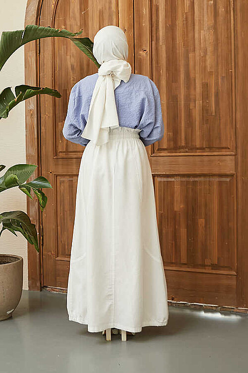 2272-Denim Tensel Etek Beyaz - 2