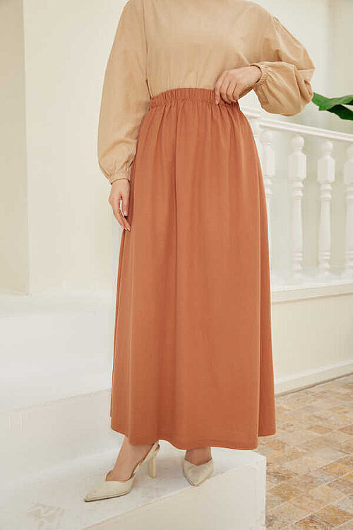 2278-Ancelina Lastikli Etek Somon - 4