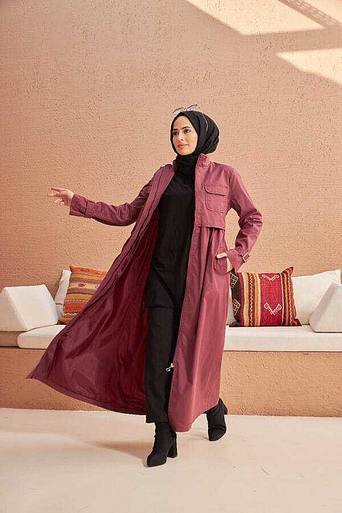 6302-Trençkot Gül Kurusu - 8