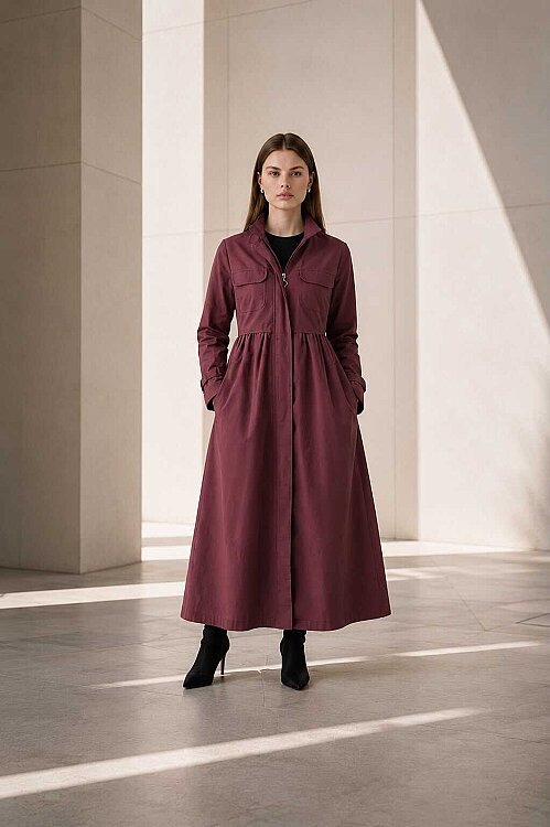 6302-Trençkot Gül Kurusu - 4