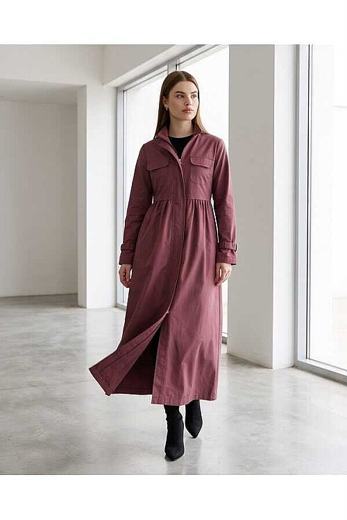 6302-Trençkot Gül Kurusu - 2