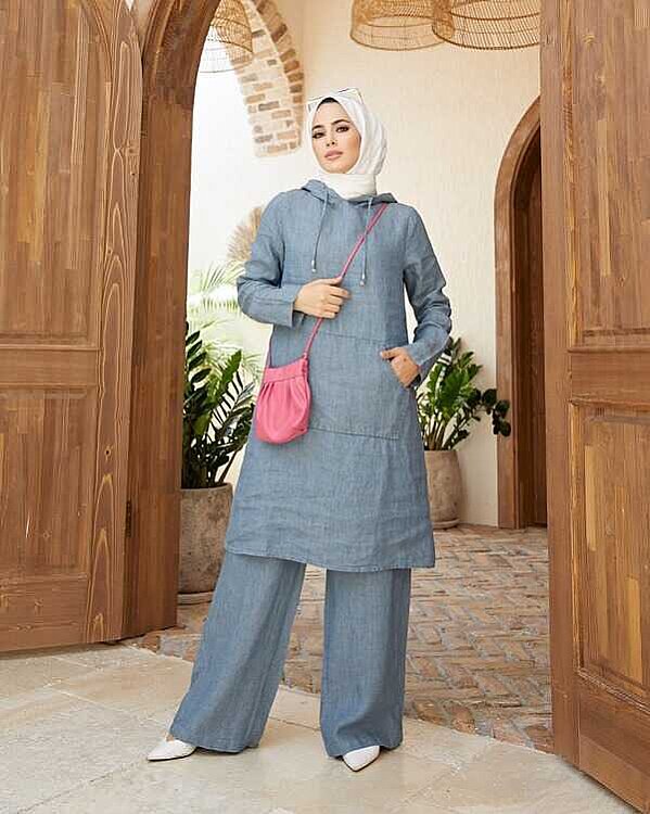 6324-Denim İkili Takım Koyu Mavi - 3