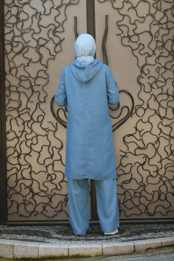 6324-Denim İkili Takım Mavi