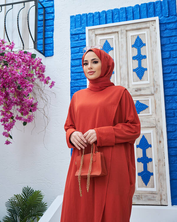 6394-Ancelina Standart Tunik Kiremit