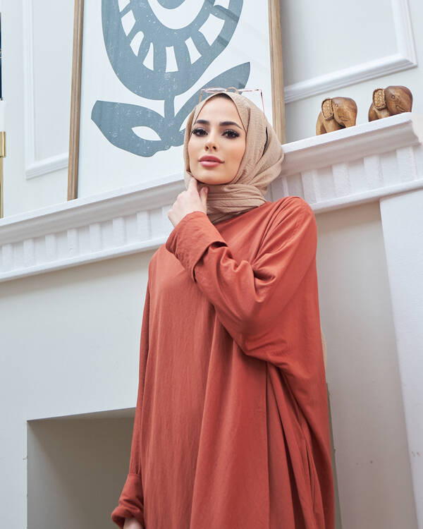 6394-Ancelina Standart Tunik Tarçın