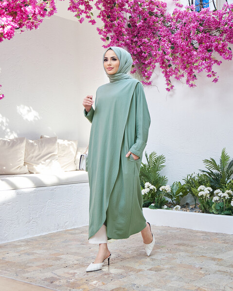 Neways - 6394-Ancelina Standart Tunik Mint Yeşili