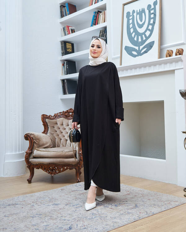 6394-Ancelina Standart Tunik Siyah