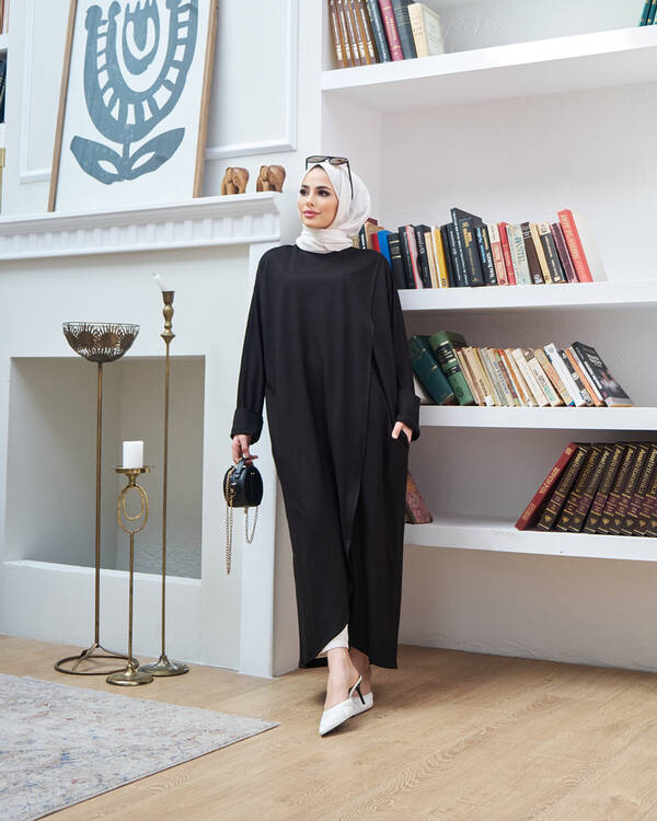 6394-Ancelina Standart Tunik Siyah