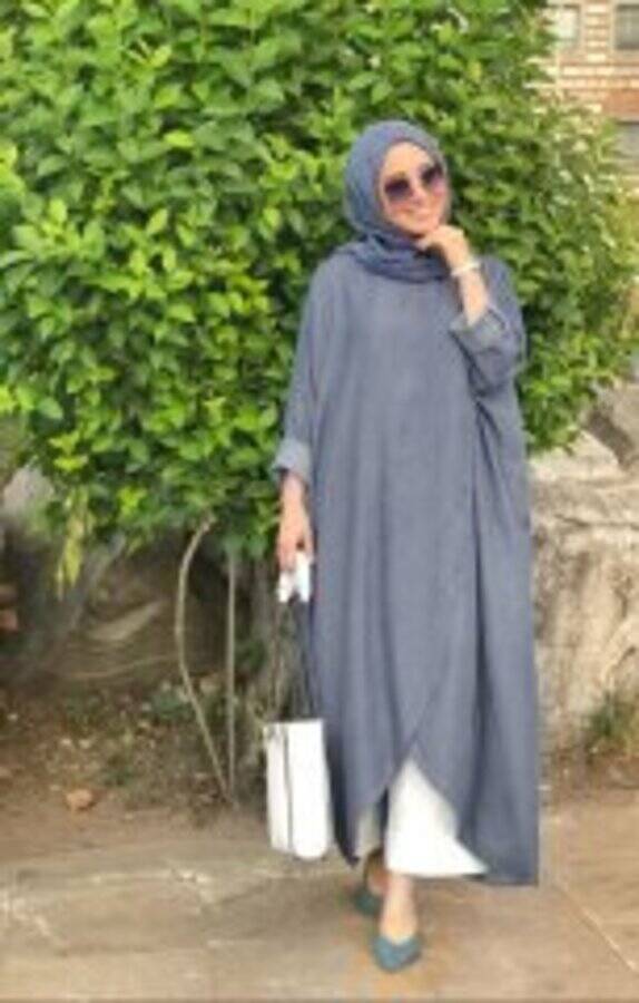 6394-Denim Standart Salaş Tunik Gri