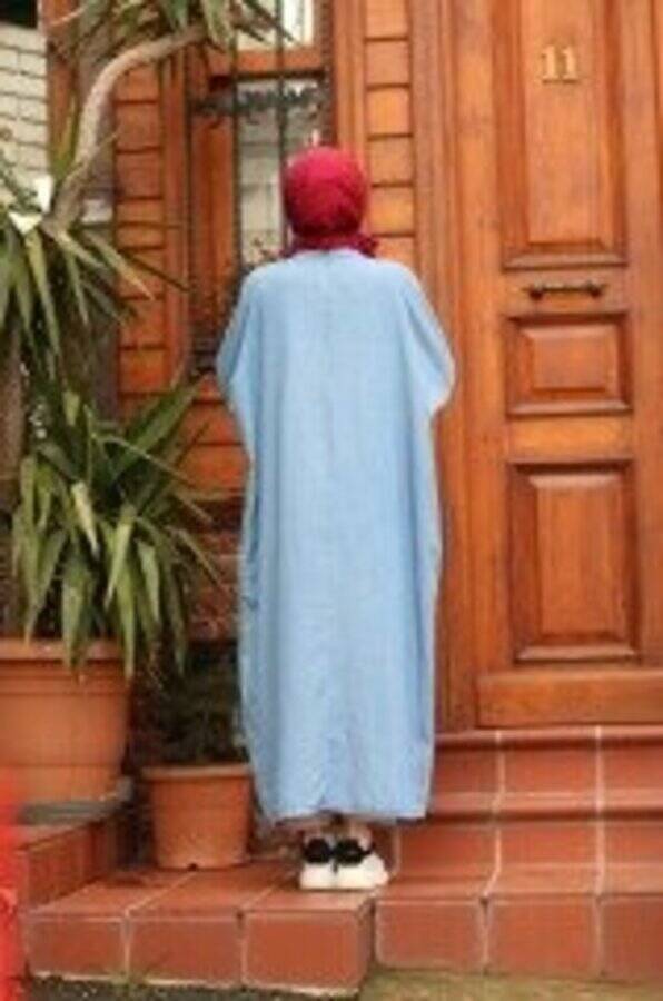 6394-Denim Standart Salaş Tunik Mavi