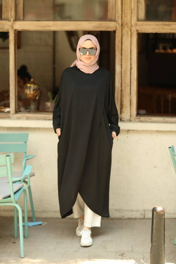 6394- PNY Standart Salaş Tunik Siyah