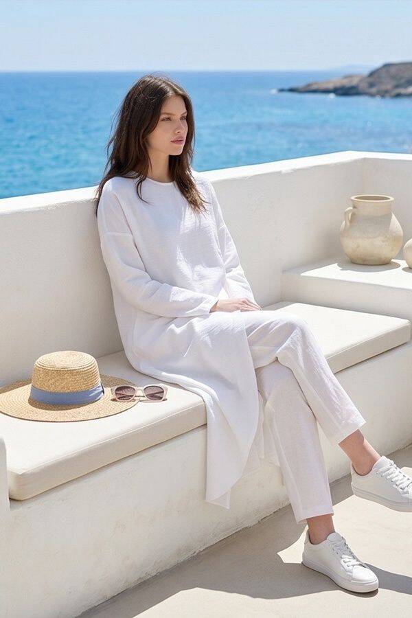 6394-Standart Tunik Beyaz