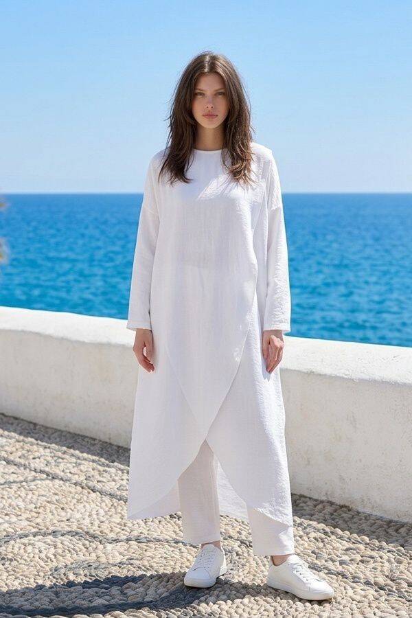 6394-Standart Tunik Beyaz