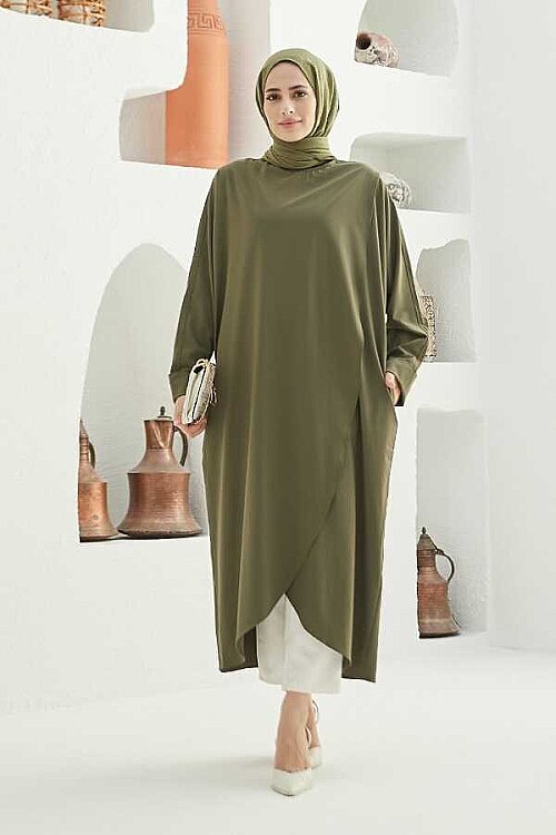6394-Standart Tunik Haki - 4