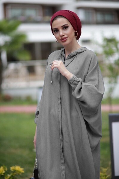 Neways - 6465-Denim Standart Salaş Tunik Gri