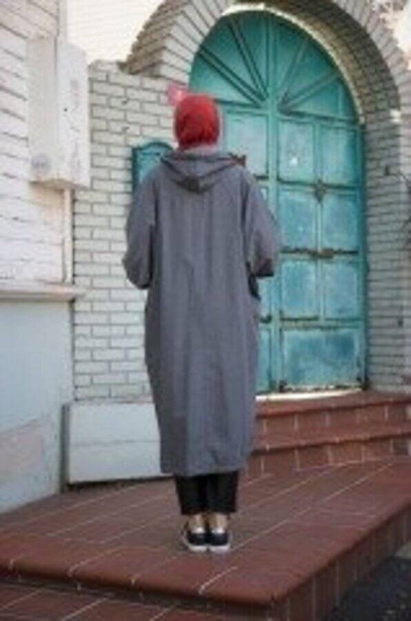 6465-Denim Standart Salaş Tunik Koyu Gri