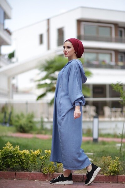 Neways - 6465-Denim Standart Salaş Tunik Mavi