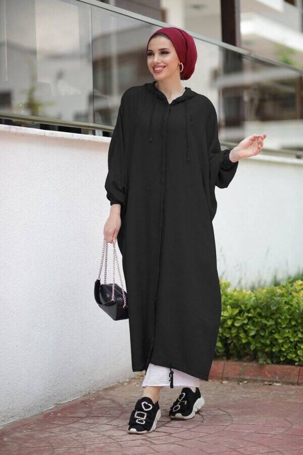 6465-Denim Standart Salaş Tunik Siyah