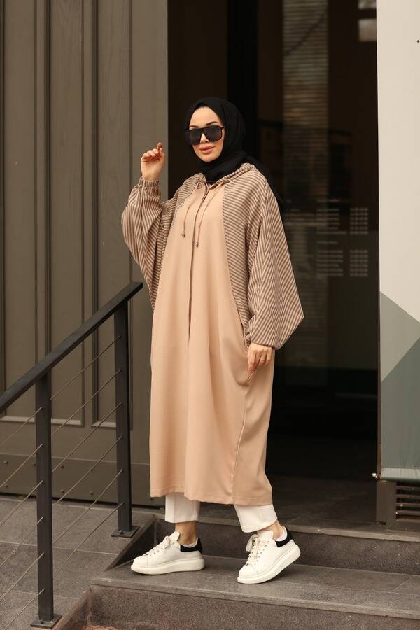 6465- Standart Yarasa Tunik Bej