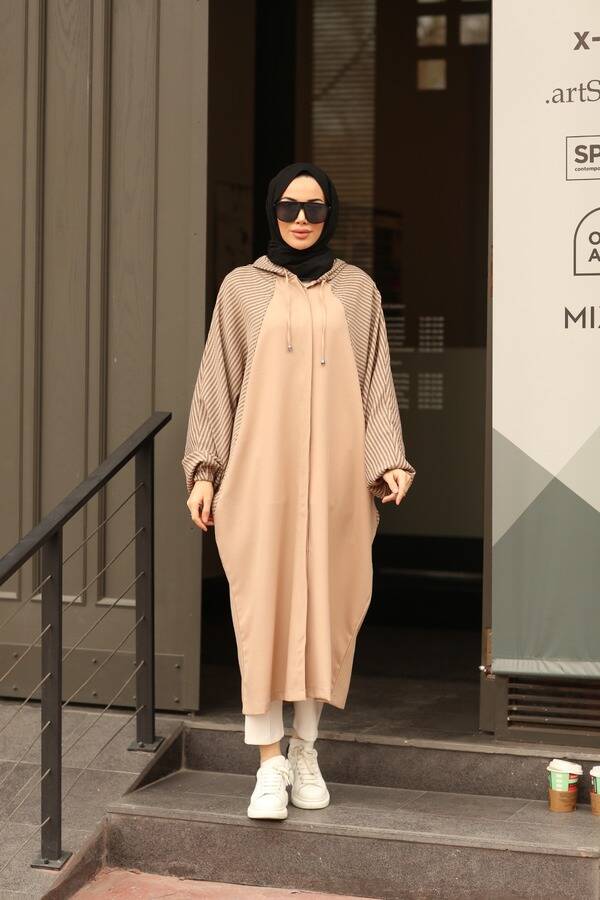 6465- Standart Yarasa Tunik Bej