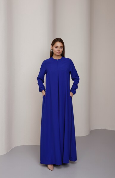 Neways - 6482-Berlin A Pileli Elbise Saks Mavisi