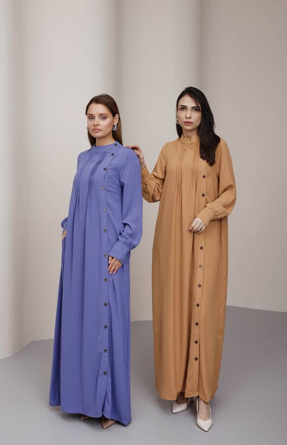 6508-Berlin Yandan Düğmeli Ferace Camel