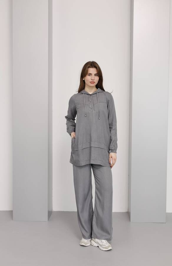 6540-Tensel İkili Takım Gri