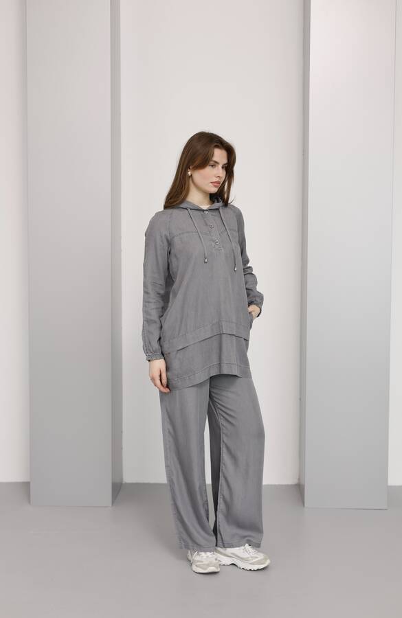 6540-Tensel İkili Takım Gri