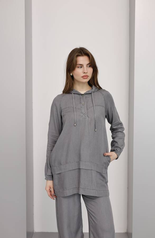 6540-Tensel İkili Takım Gri