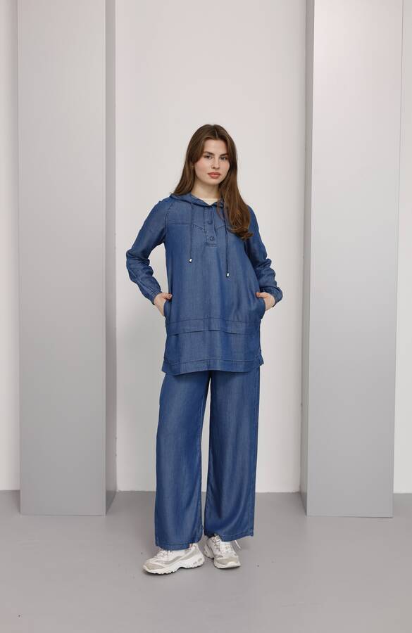 6540-Tensel İkili Takım Koyu Mavi