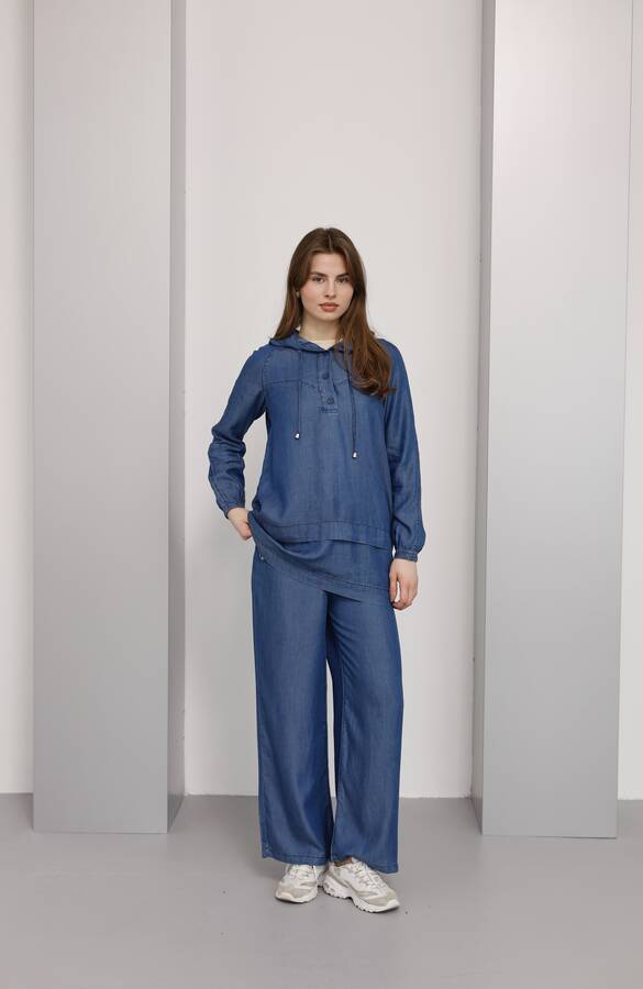 6540-Tensel İkili Takım Koyu Mavi