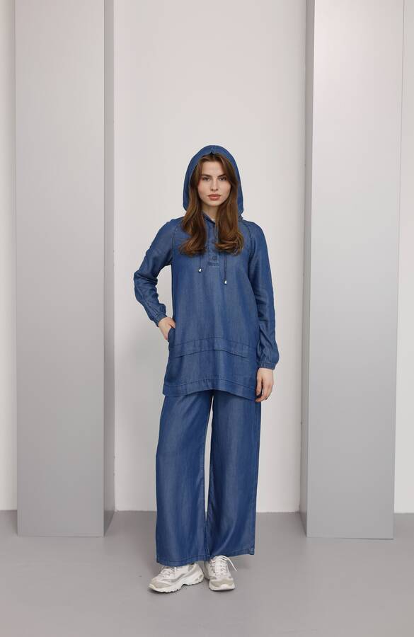 6540-Tensel İkili Takım Koyu Mavi