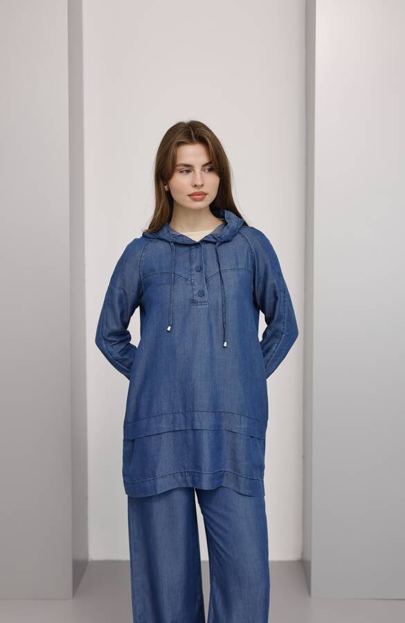 6540-Tensel İkili Takım Koyu Mavi