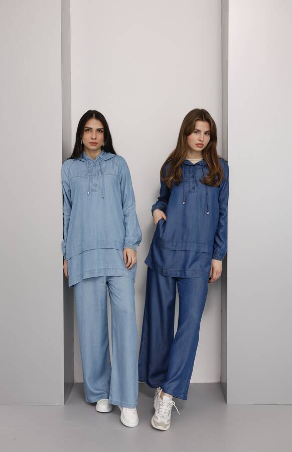 6540-Tensel İkili Takım Koyu Mavi