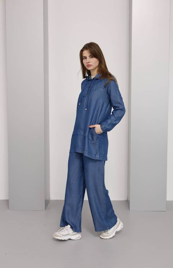 6540-Tensel İkili Takım Koyu Mavi