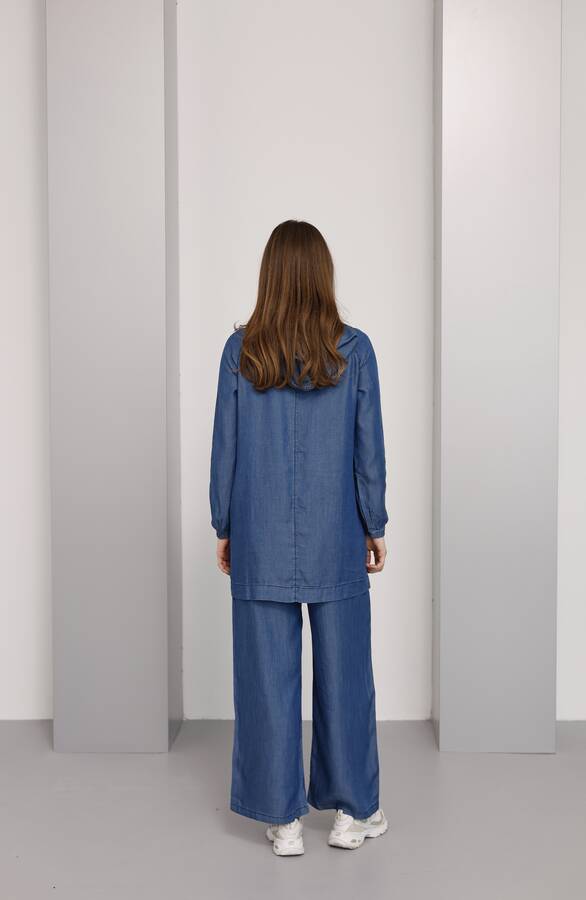 6540-Tensel İkili Takım Koyu Mavi