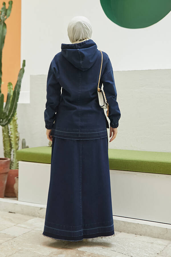 6544 - Denim Etek ve Tunik İkili Takım Lacivert