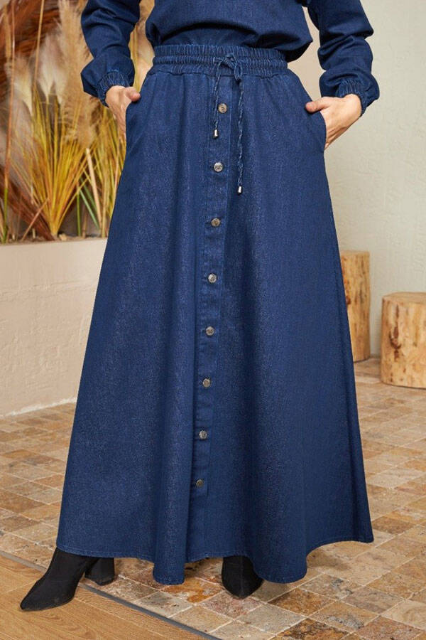 6544 - Denim Etek ve Tunik İkili Takım Lacivert