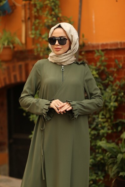 Neways - 6550-ALLERLİ FERMUARLI FERACE Haki