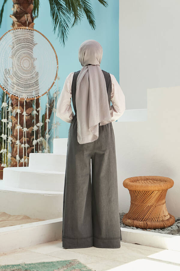 6566-Denim Kolsuz Jile Koyu Gri