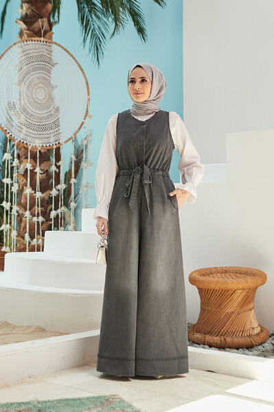 Neways - 6566-Denim Kolsuz Jile Koyu Gri