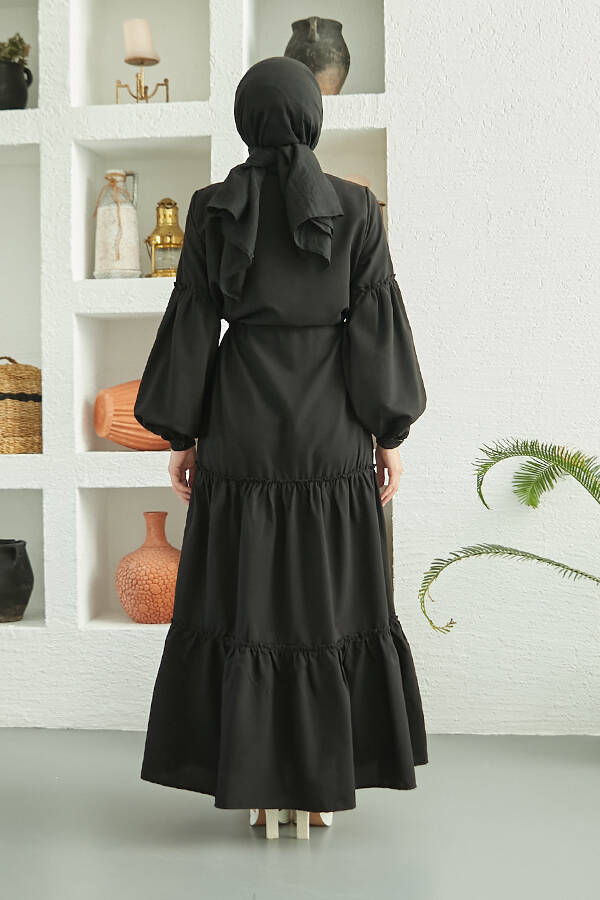 6567-Carla Büzgülü Elbise Siyah