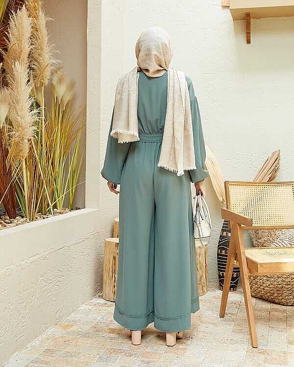 6569-Krep Tulum Elbise Mint Yeşili - 6