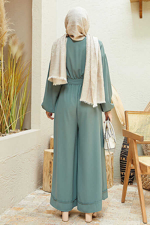 6569-Krep Tulum Elbise Mint Yeşili - 8