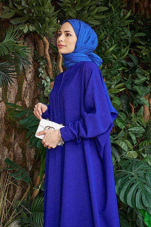6571-Berlin Abaya Saks Mavisi - 3