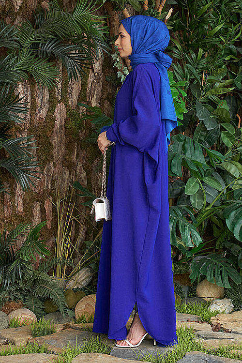 6571-Berlin Abaya Saks Mavisi - 2