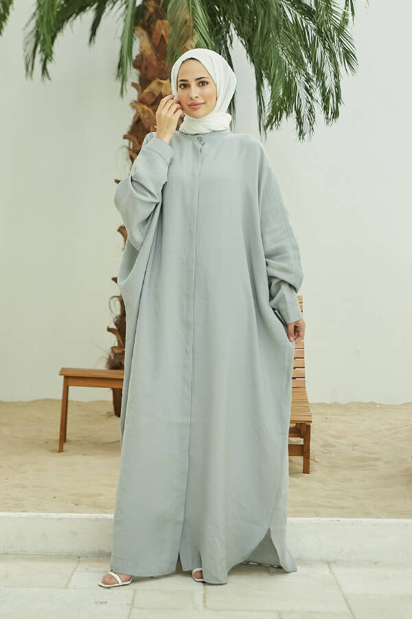 6571-Fendi Modal Abaya Açık Gri