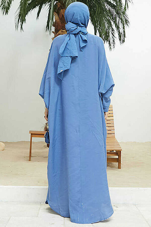 6571-Fendi Modal  Abaya İndigo - 4